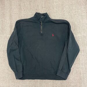 vintage polo Ralph Lauren 1/4 zip sweatshirt Mens Large black 1990s